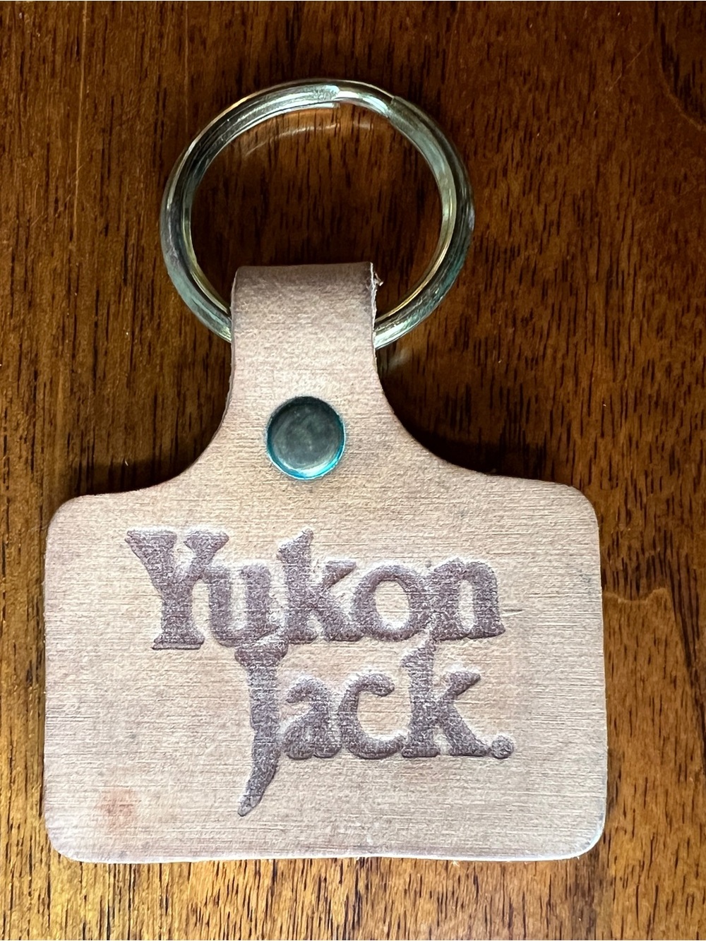 Vintage 1975 Yukon Jack Branded Leather Keychain Canadian Whiskey